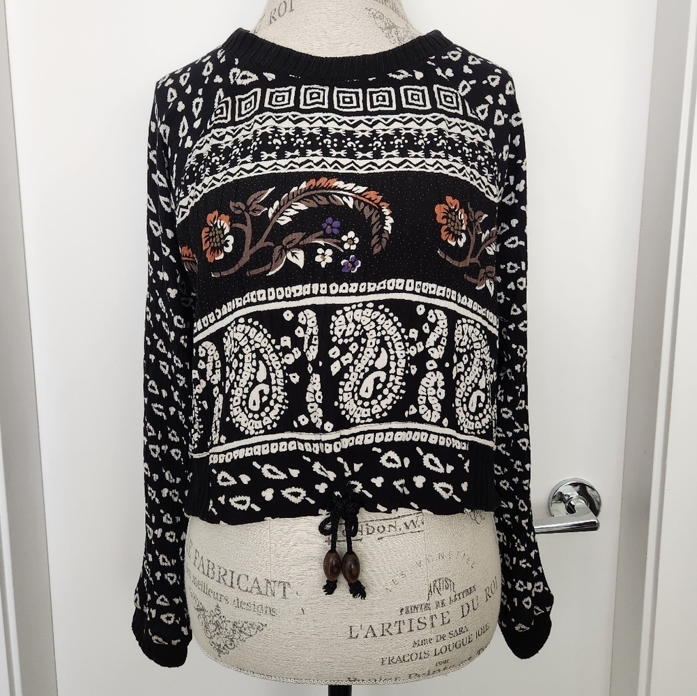 90s Carole Little Boho Top Long Sleeve